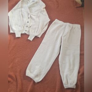 Free People Cream Knit Joggers Set Top And Bottoms Both MEDIUM